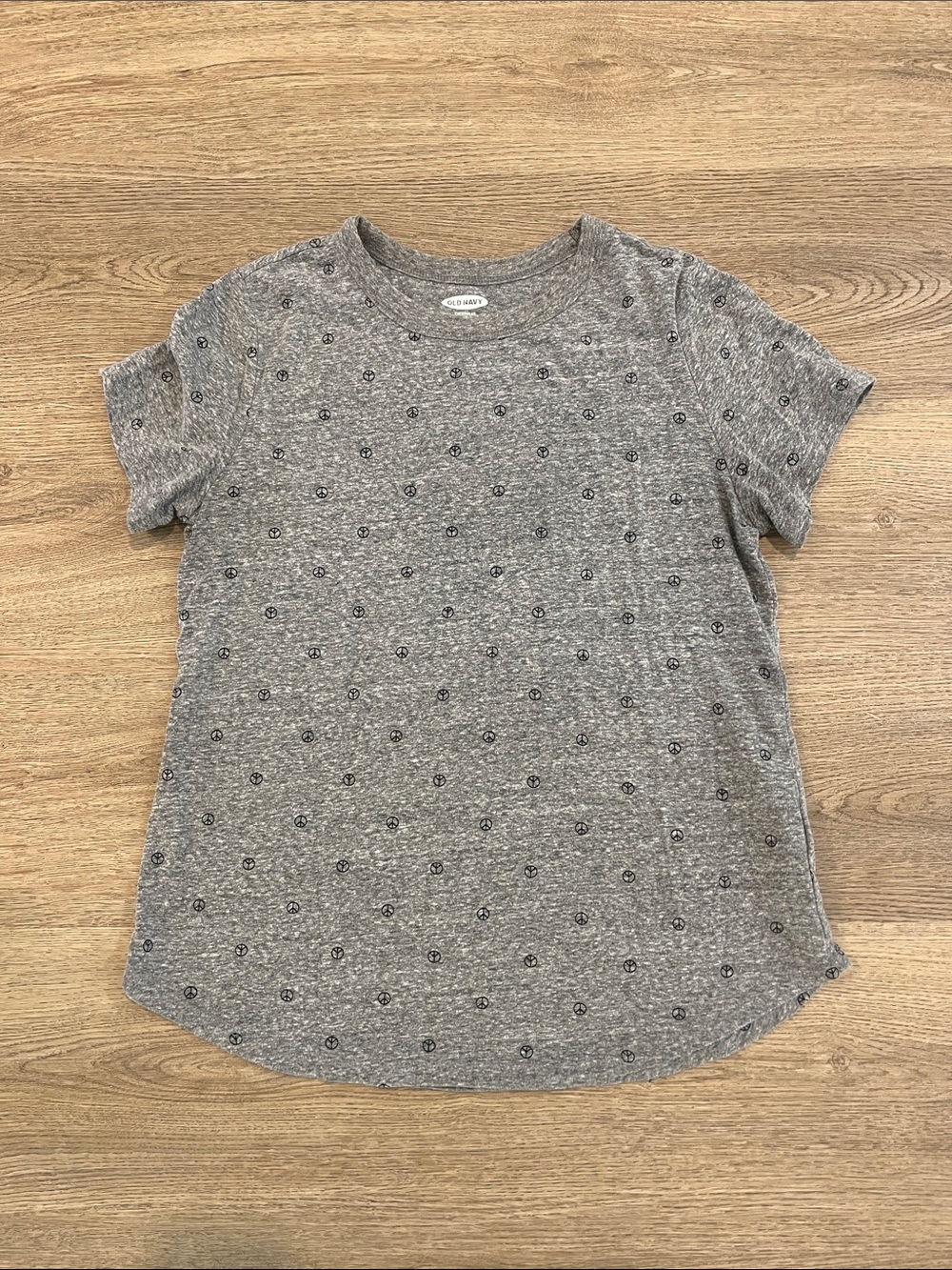 Old Navy Heather Gray Short Sleeve Tee with Peace Signs
